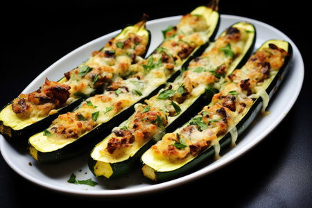 Stuffed zucchini close-upの素材