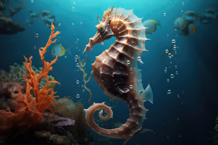 Seahorse floating in the waterの素材