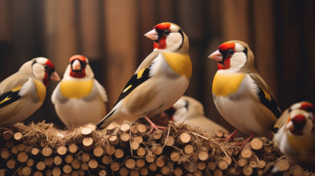 Group of Royal finch birds closeupの素材