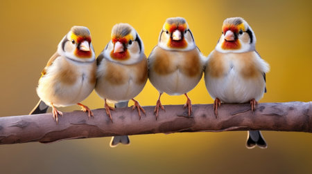 Group of Royal finch birds closeupの素材