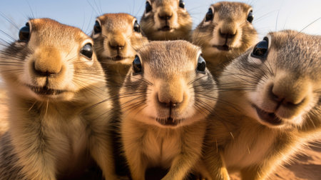 Group of Ground squirrels close upの素材