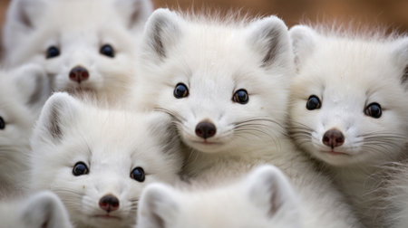 Group of Eurasian Ermines close upの素材