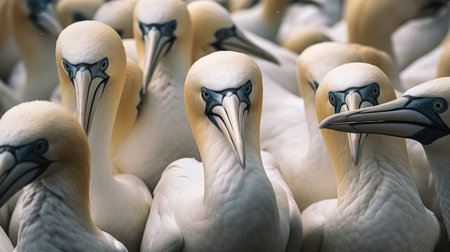 Group of Northern Gannet birds close upの素材