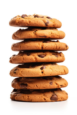 Chocolate chip cookies isolated on white backgroundの素材