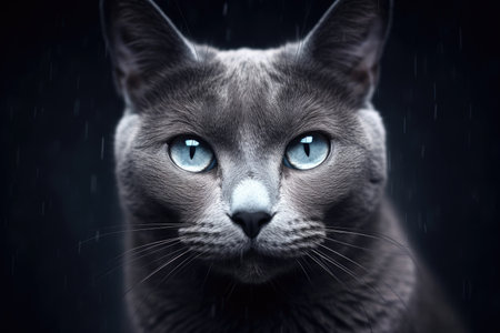 Cat of breed Russian Blue close upの素材