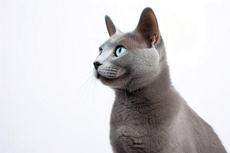 Cat of breed Russian Blue on white backgroundの素材