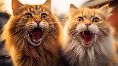 Funny cats singing songs and screaming meowの素材