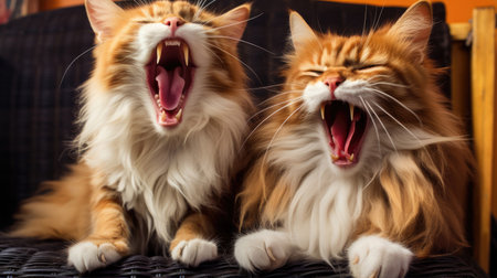 Funny cats singing songs and screaming meowの素材
