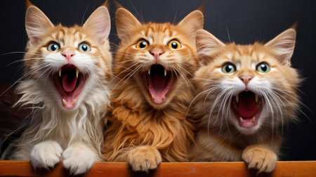 Funny cats singing songs and screaming meowの素材