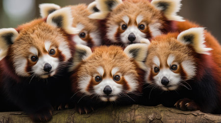 Group of Baby of Red Pandas close upの素材