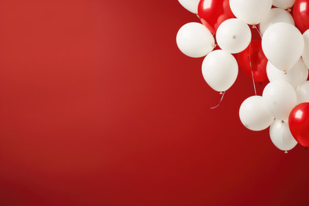 Red and white balloons for greeting cardの素材