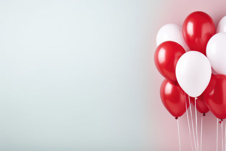 Red and white balloons for greeting cardの素材