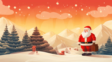 Illustration of Christmas Poster with Santa Clausの素材