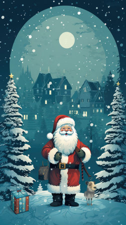 Illustration of Christmas Poster with Santa Clausの素材