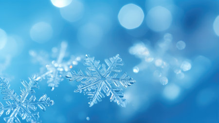 Snowflakes on blue backgroundの素材