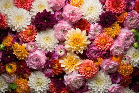 Colorful chrysanthemum flowers backgroundの素材