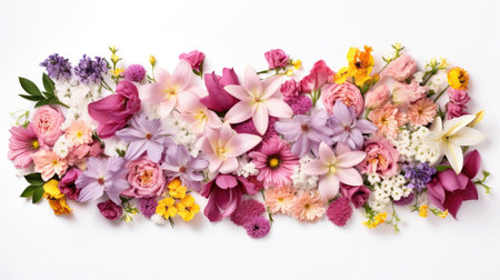 Composition of beautiful flowers on a white backgroundの素材