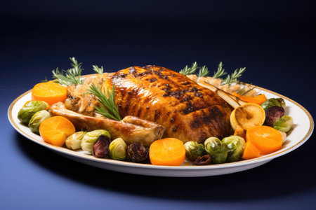 Thanksgiving dish on black backgroundの素材