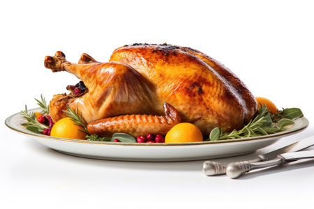 Thanksgiving dish on white backgroundの素材