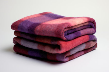 Wool folded blanket on a white backgroundの素材