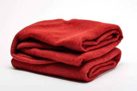 Wool folded blanket on a white backgroundの素材