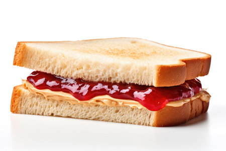Peanut butter and jelly sandwich on white backgroundの素材