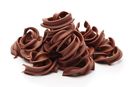 Chocolate curls on a white backgroundの素材
