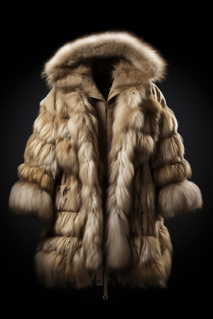 Fur coat on a black backgroundの素材