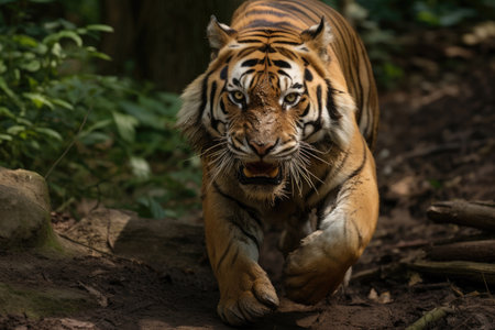 Running Ussuri tiger in the wildの素材