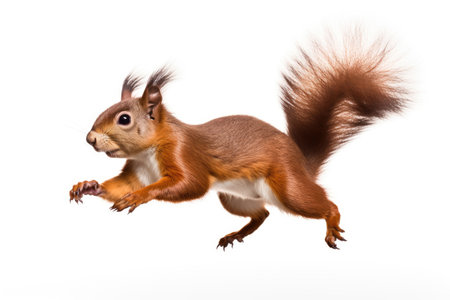 Jumping squirrel on white backgroundの素材