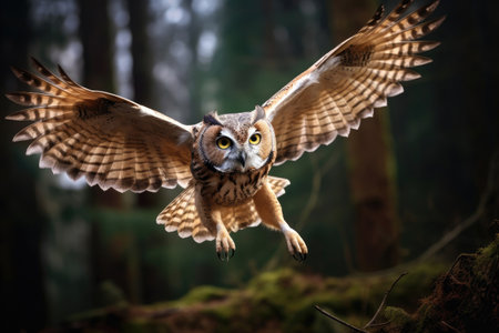 Flying owl in the wildの素材