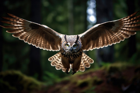 Flying owl in the wildの素材