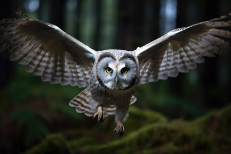 Flying owl in the wildの素材