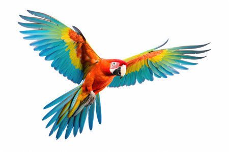 Flying parrot on white backgroundの素材