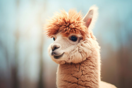 Close up portrait of an alpacaの素材