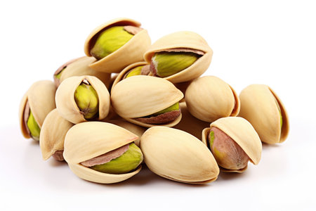Pistachios on a white backgroundの素材
