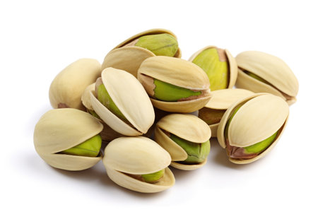 Pistachios on a white backgroundの素材