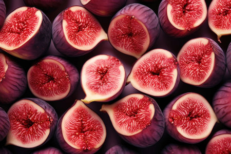 Halves of appetizing figs backgroundの素材