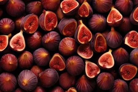 Halves of appetizing figs backgroundの素材