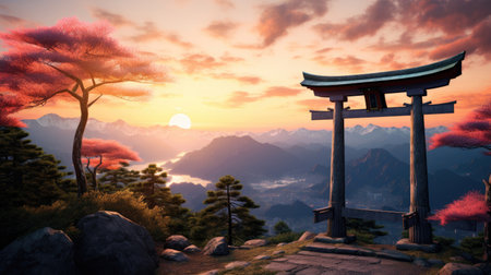 Landscape view of the Japanese countrysideの素材