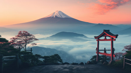 Landscape view of the Japanese countrysideの素材