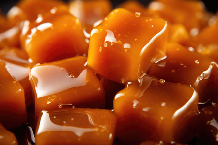 Background of caramel candies with syrupの素材