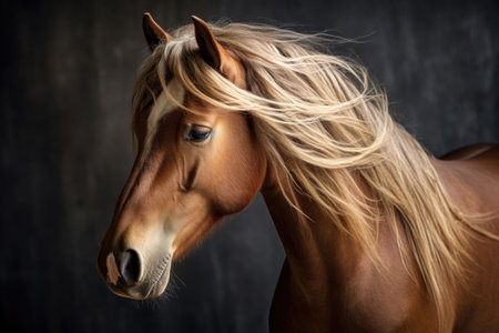 Portrait of a horse with a long maneの素材