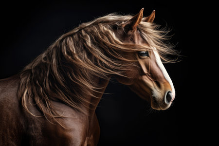 Portrait of a horse with a long maneの素材