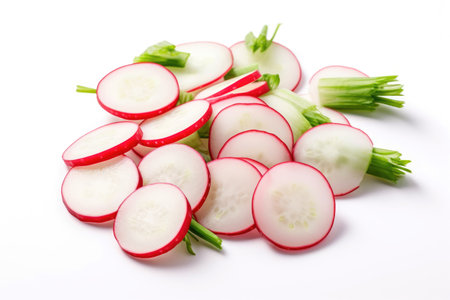 Radish slices salad on white backgroundの素材
