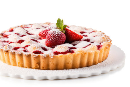 Strawberry tart isolated on white backgroundの素材