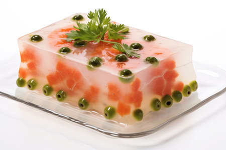 Dish of aspic isolated on white backgroundの素材