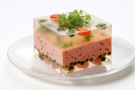 Dish of aspic isolated on white backgroundの素材