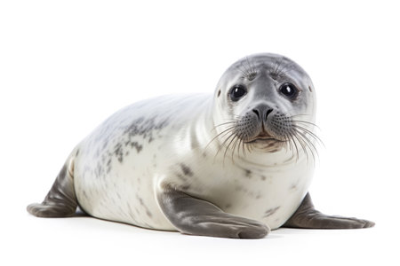 Baby of common seal on white backgroundの素材