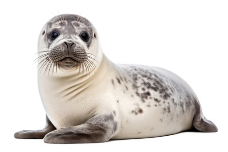 Baby of common seal on white backgroundの素材